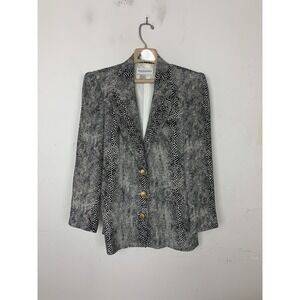 Bloomingdales Womens‎ Blazer 8 Petite 100% Silk Preppy Old Money 80s 90s Retro